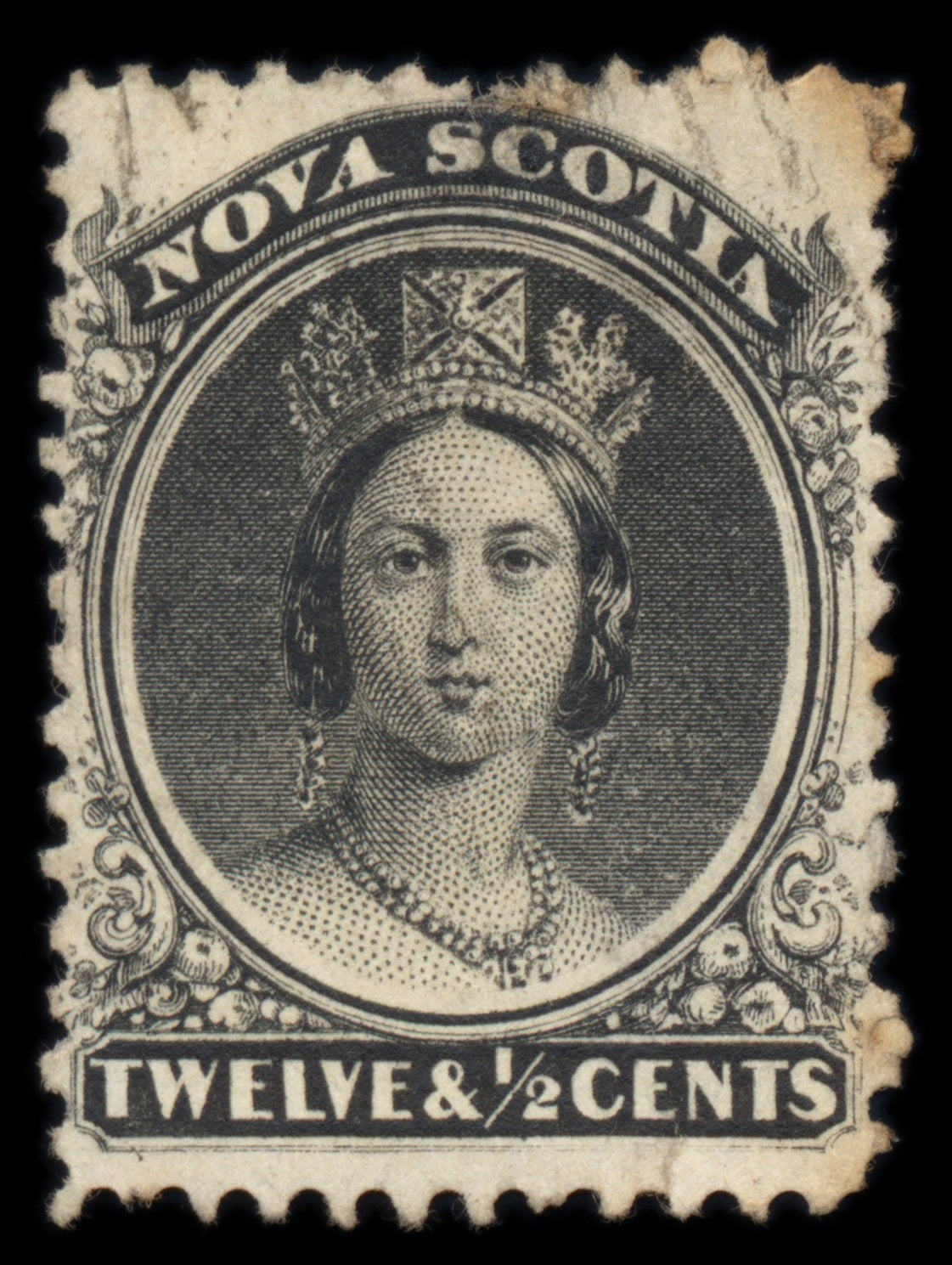 6208 Nova Scotia SG29 12½c Black 1860. Sc#13a Mi10y Used. C£32