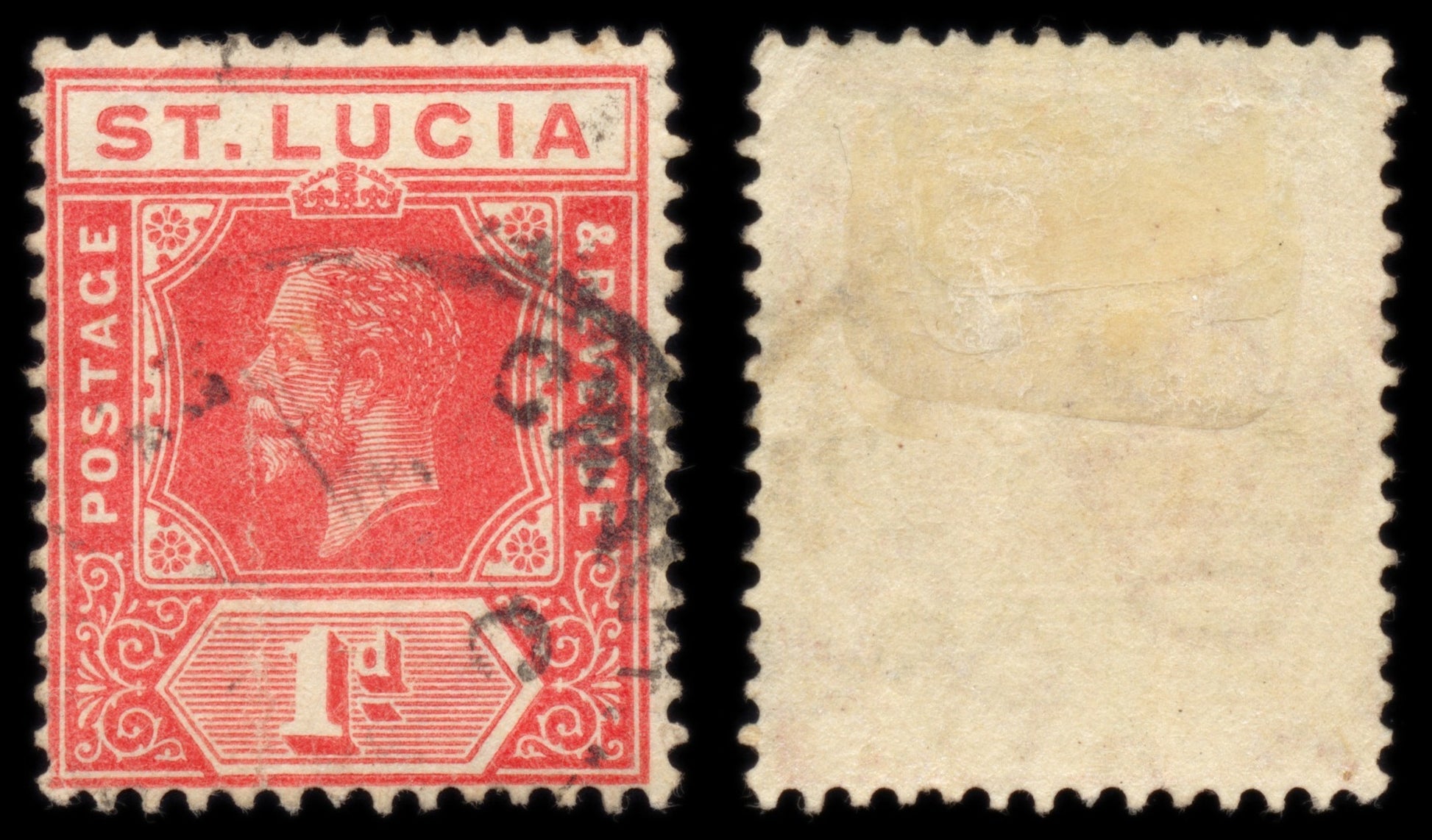 6215 St. Lucia SG92 1d Carmine 1921. Sc#77 Mi67 Used. C£22