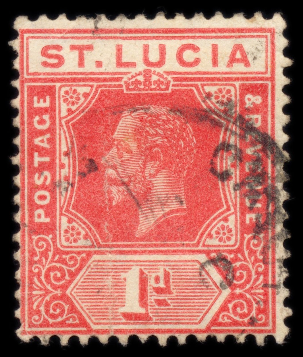 6215 St. Lucia SG92 1d Carmine 1921. Sc#77 Mi67 Used. C£22