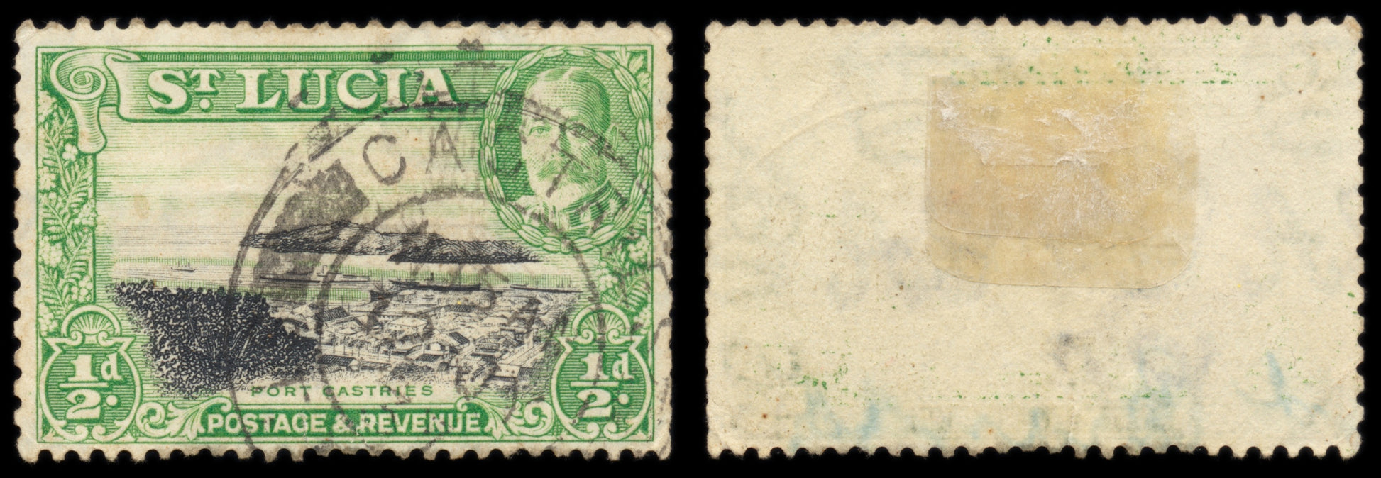 6216 St. Lucia SG113a ½d Black & Green. P13x12 1936. Sc#95a Mi84C Used. C£28