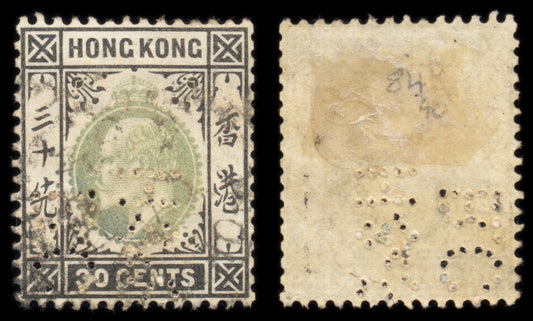 6223 Hong Kong SG84 30c Black & Dull Green 1904. Sc#99 Used. C£40