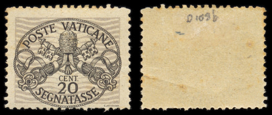 6234 Vatican City SG D108B 20c Black & Grey-Violet. Die II 1946. Mi P8xII Mint MH. C£180