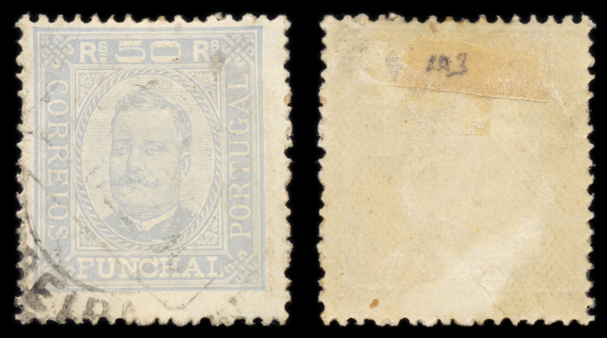 6237 Funchal SG103 50R Light Blue 1892. Sc#6a Mi6yD Used. C£13