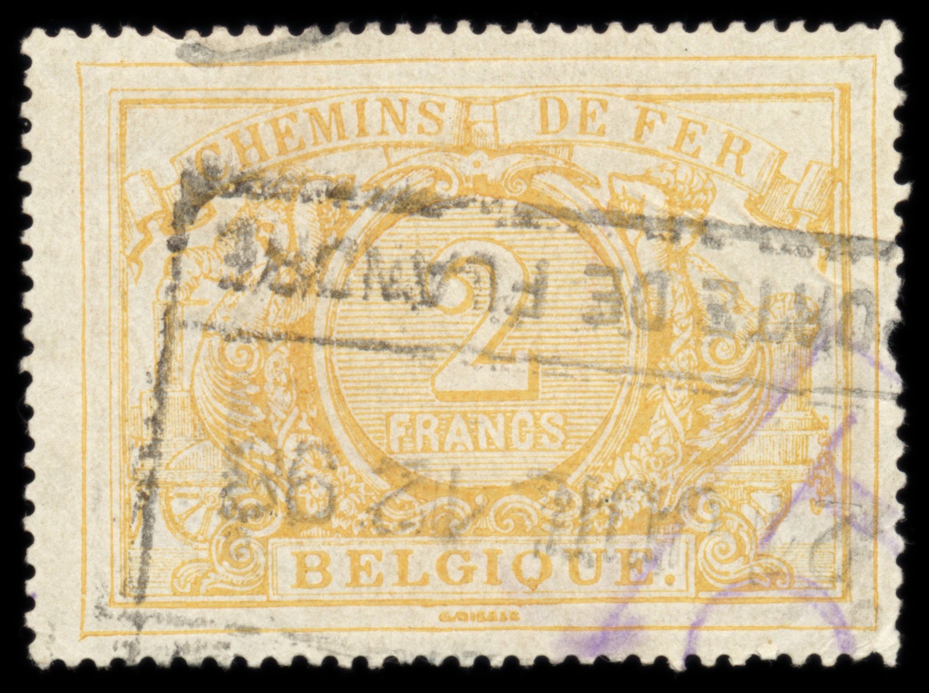 6245 Belgium SG P88 2fr Yellow-Ochre 1894. Sc# Q15 Mi E14 Used. C£100