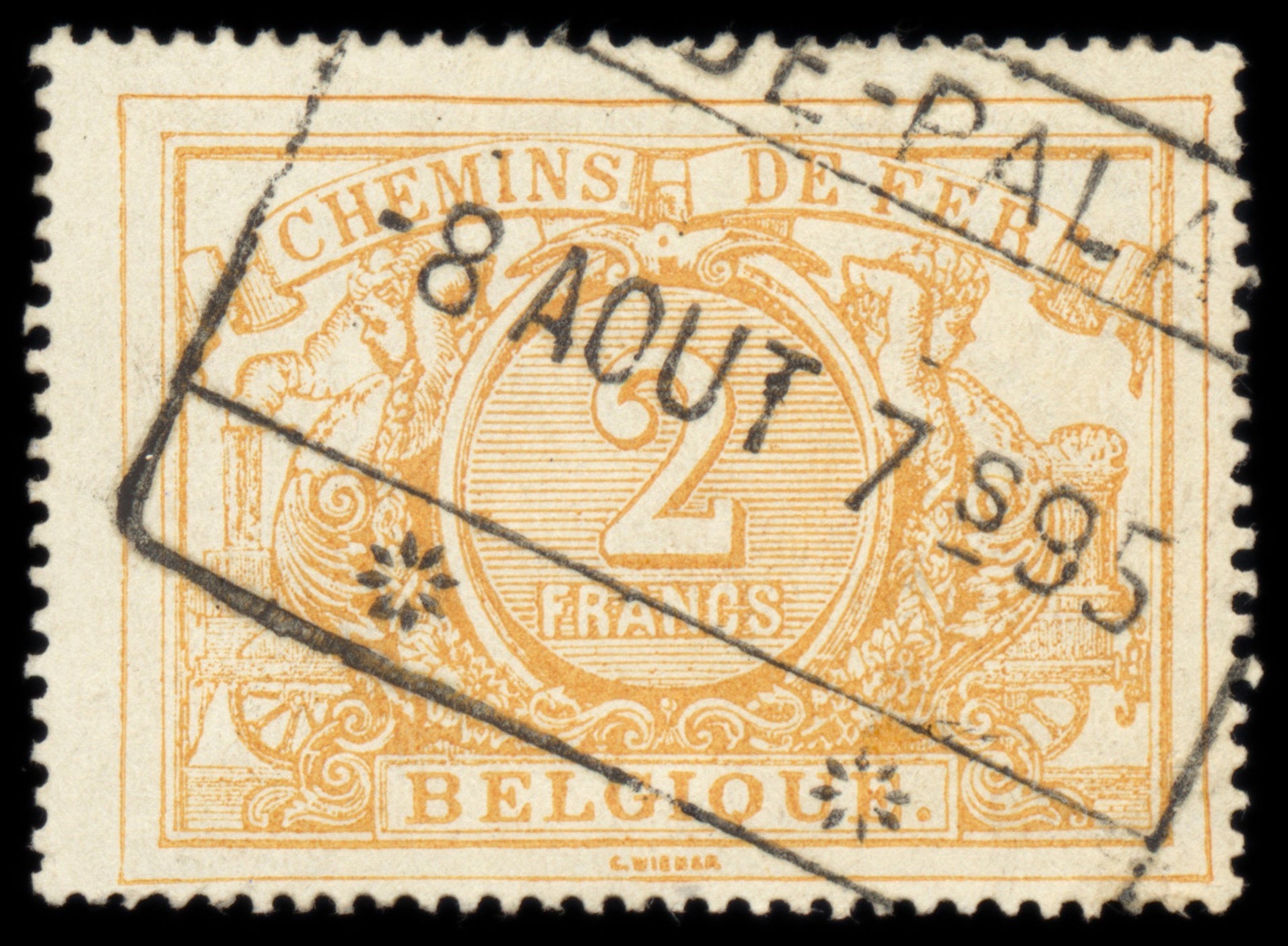 6246 Belgium SG P88 2fr Yellow-Ochre 1894. Sc# Q15 Mi E14 Used. C£100