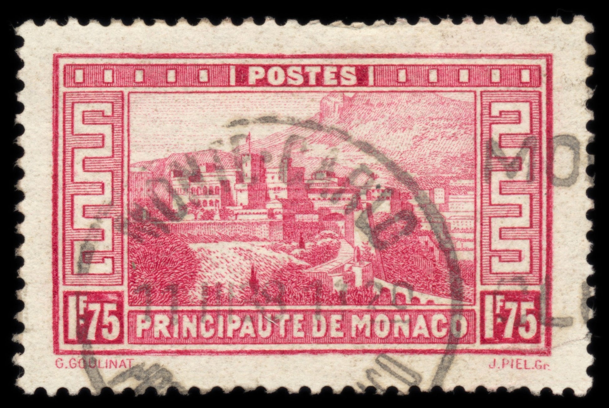 6253 Monaco SG136 1.75F Carmine 1937. Sc#124 Mi130 Used. C£16