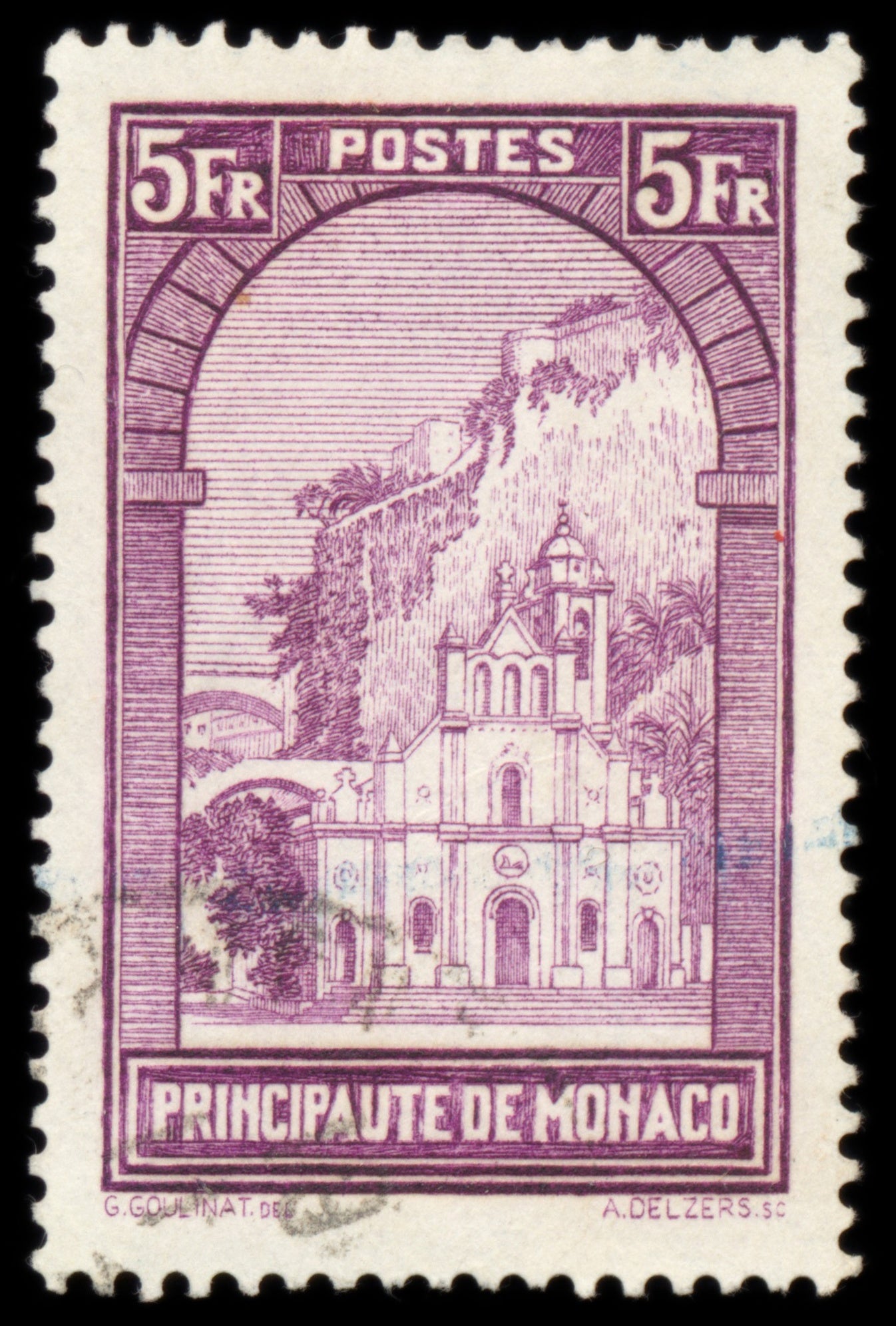 6255 Monaco SG140 5F Lilac 1933. Sc#128 Mi134 Used. C£30