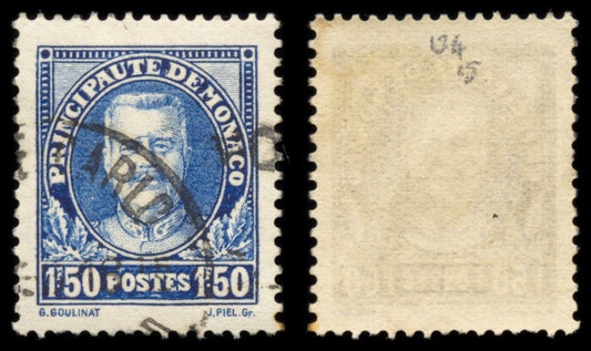 6257 Monaco SG134 1f50 Ultramarine 1933. Sc#122 Mi119 Used. C£15