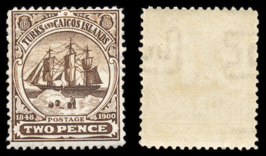 6265 Turks and Caicos Islands SG103 2d Sepia 1900. Sc#3 Mi36 Mint MNH