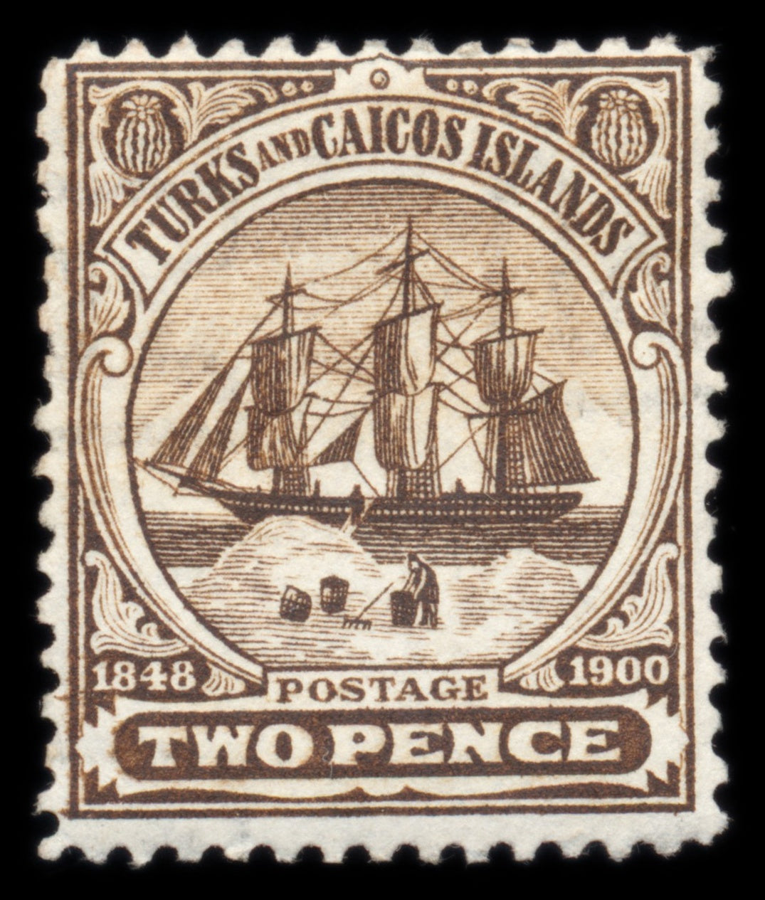 6265 Turks and Caicos Islands SG103 2d Sepia 1900. Sc#3 Mi36 Mint MNH