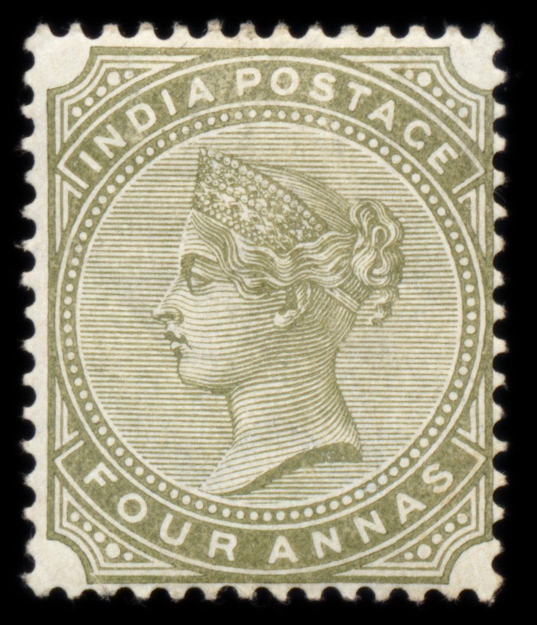 6266 India SG95 4a Olive-Green 1885. Sc#42 Mi37 Mint MH. C£28