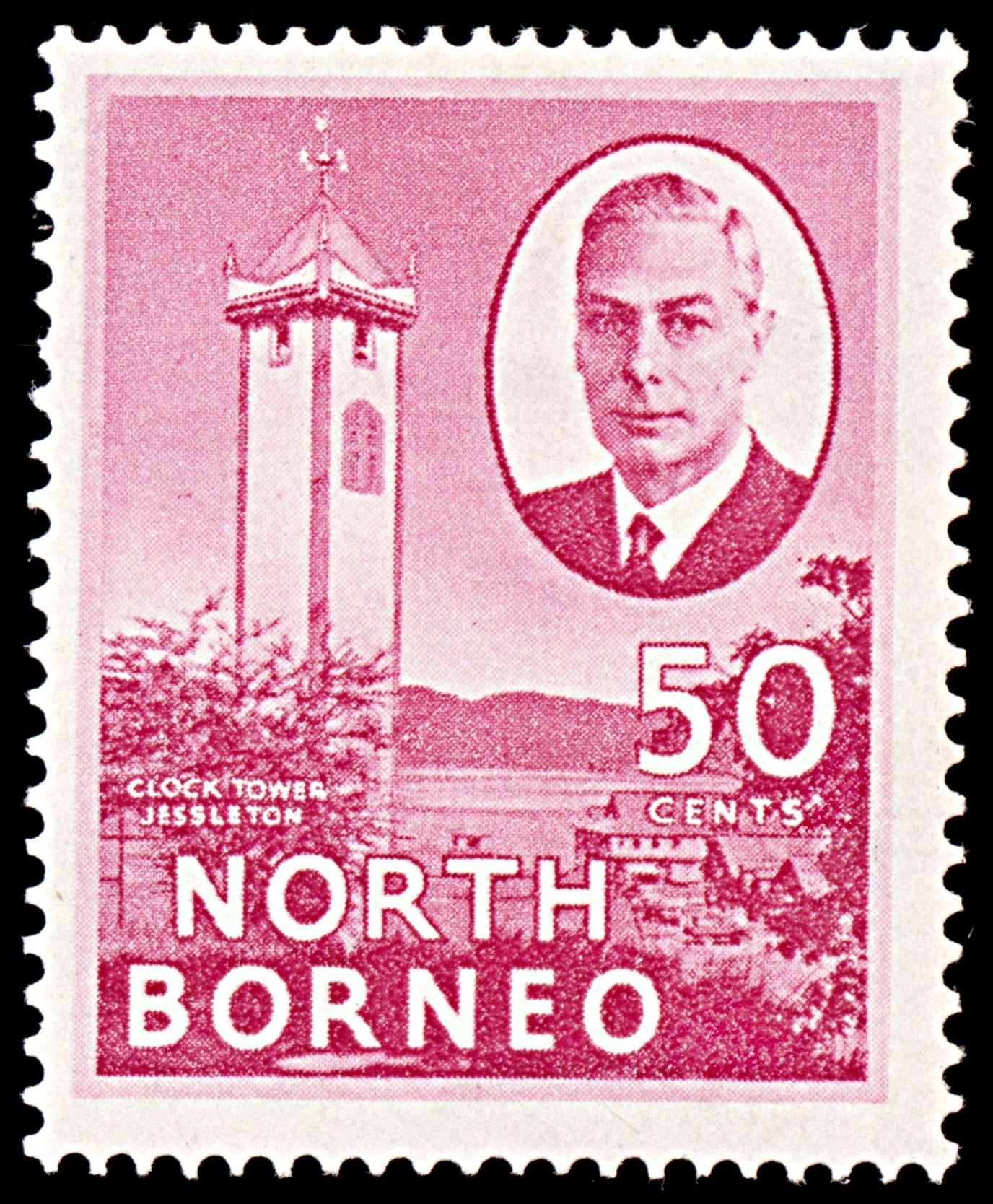 6272 North Borneo SG366a 50c Carmine Rose. "JESSELTON" 1952. Sc#259 Mi292 Mint MH. C£17