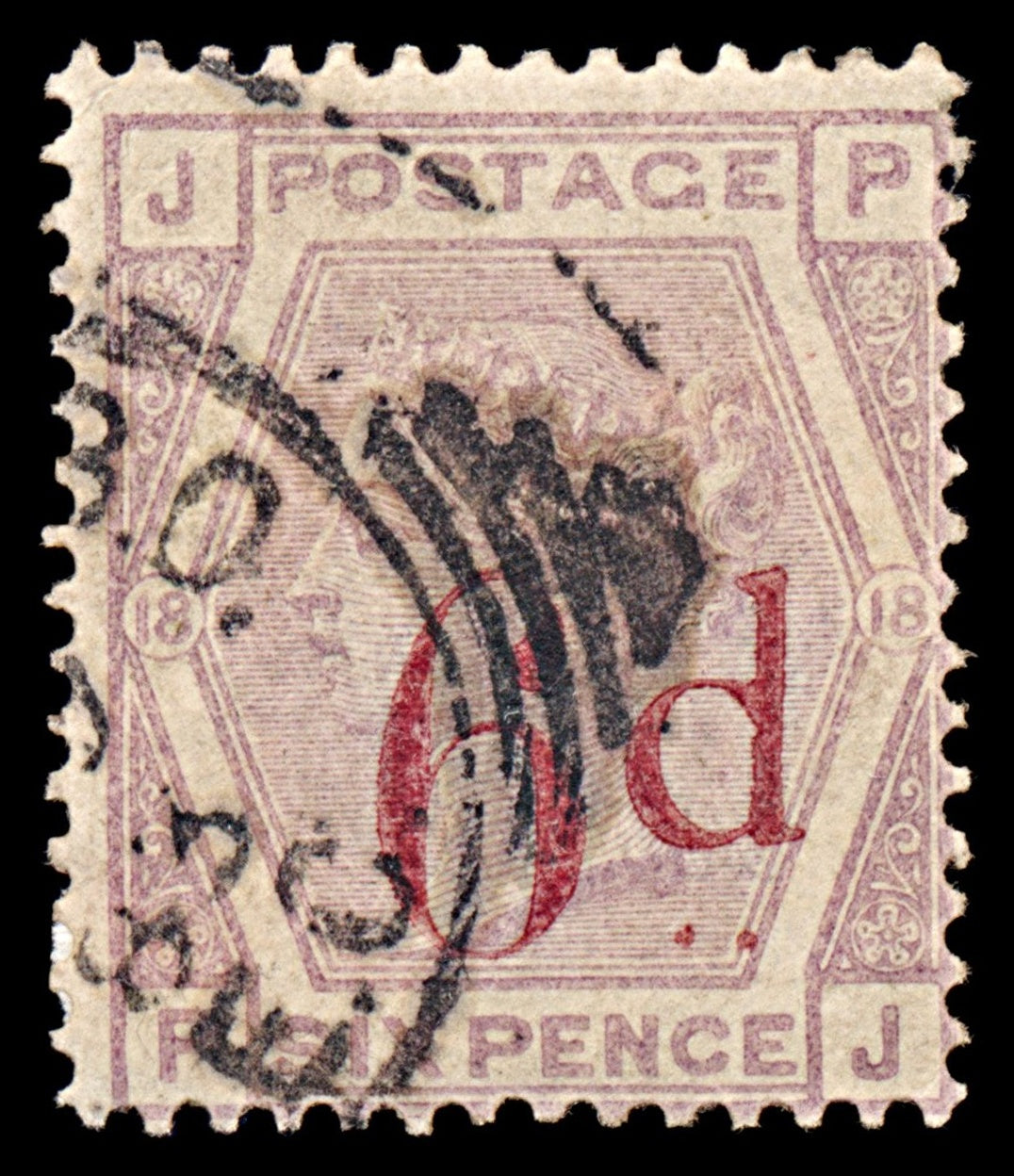 6321 GB SG162a 6D Lilac. K8be "PJ" Slanted Dots 1883. Mi71Va Used. C£450