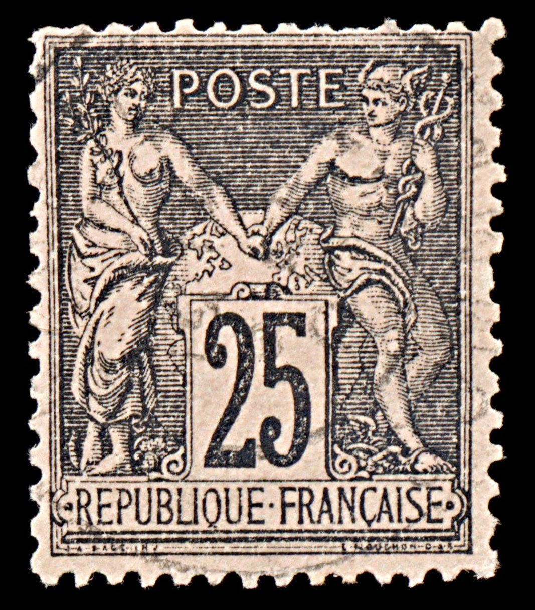 6326 France SG267 25C Black on Pink 1886. Sc#100 Mi80 Used. C£28