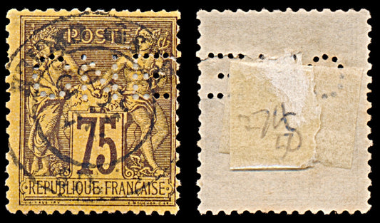 6327 France SG274 75C Brown on Orange-Yellow 1890. Sc#102a MiUnlisted Used. C£50