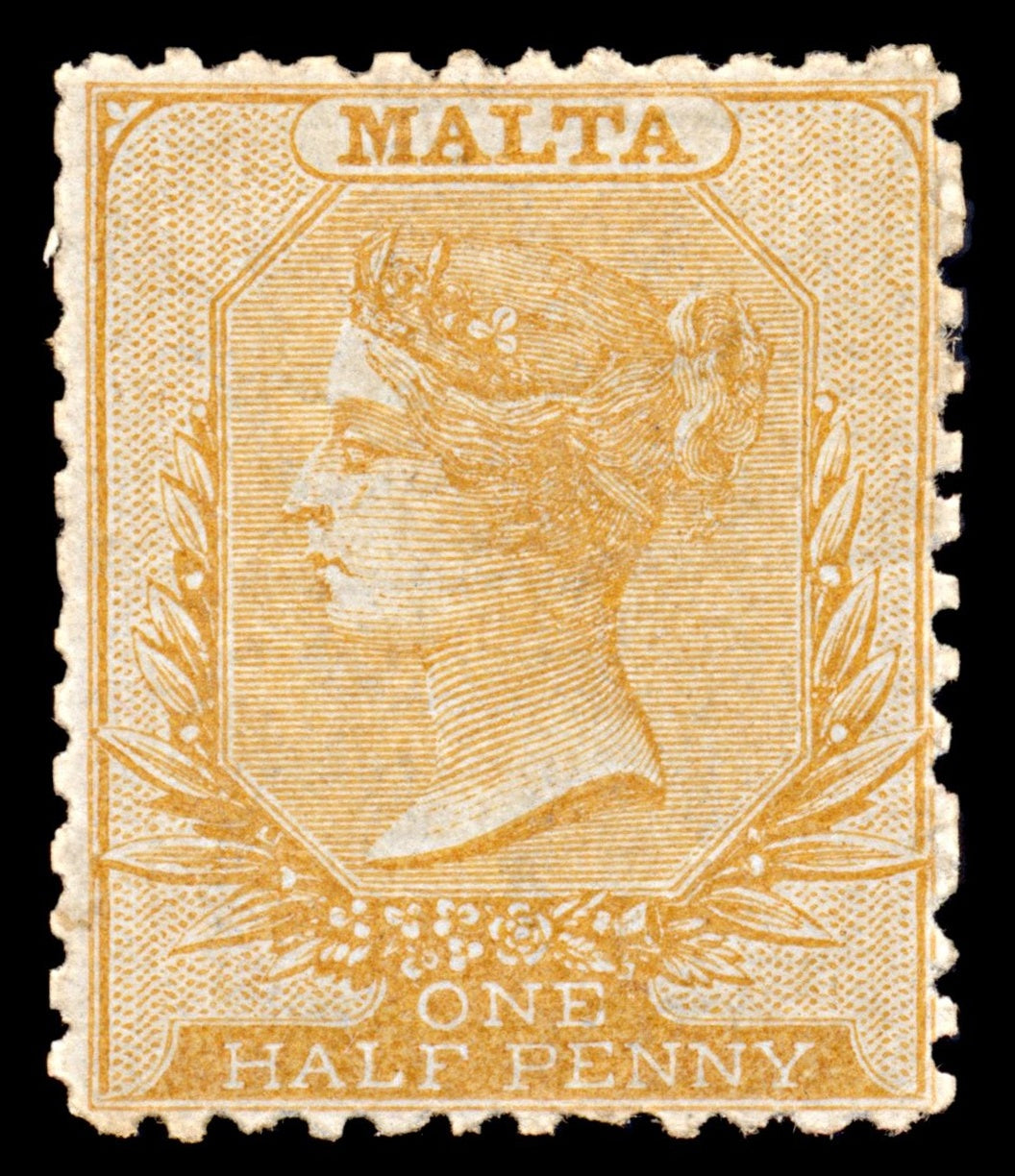 6331 Malta SG15 ½D Yellow Orange. P12½ 1871. Sc#5a Mint MH. C£400