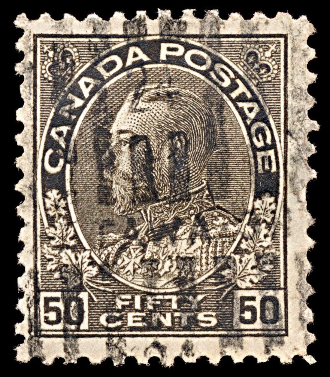 6339 Canada SG214 50C Black 1912. Sc#120a Used. C£12