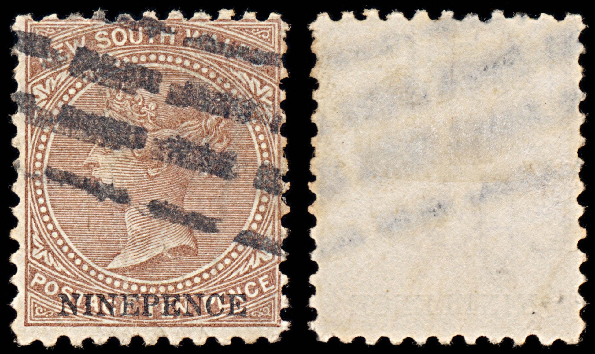 6342 New South Wales SG220ga 9D Brown. P10x12. Unlisted 1881. Sc#59c Mi48 Used