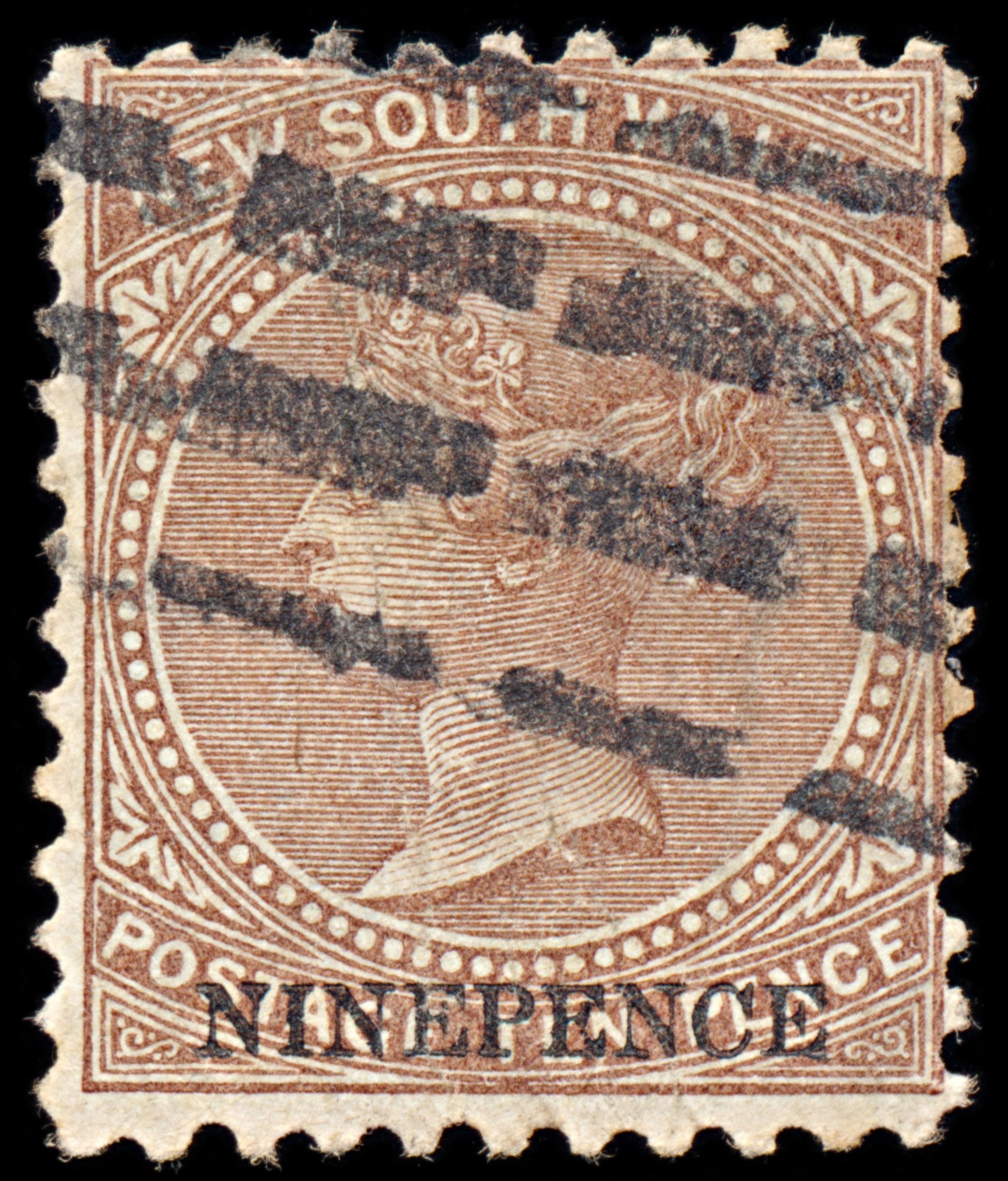 6342 New South Wales SG220ga 9D Brown. P10x12. Unlisted 1881. Sc#59c Mi48 Used