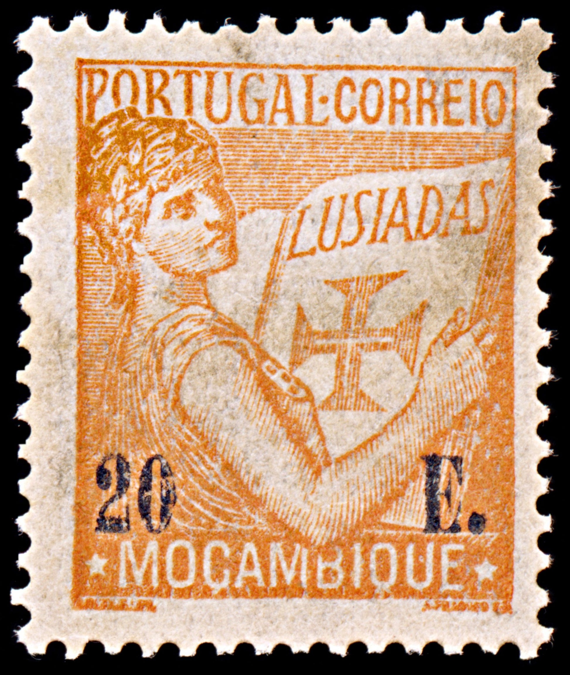 6381 Mozambique SG350 20$ Black & Red Orange 1933. Sc#269 Mi295 Mint MH. C£55