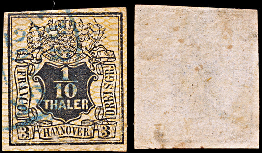 6581 Hanover SG17 1⁄10 Black 1856. Sc#14 Mi12 Used. C£90