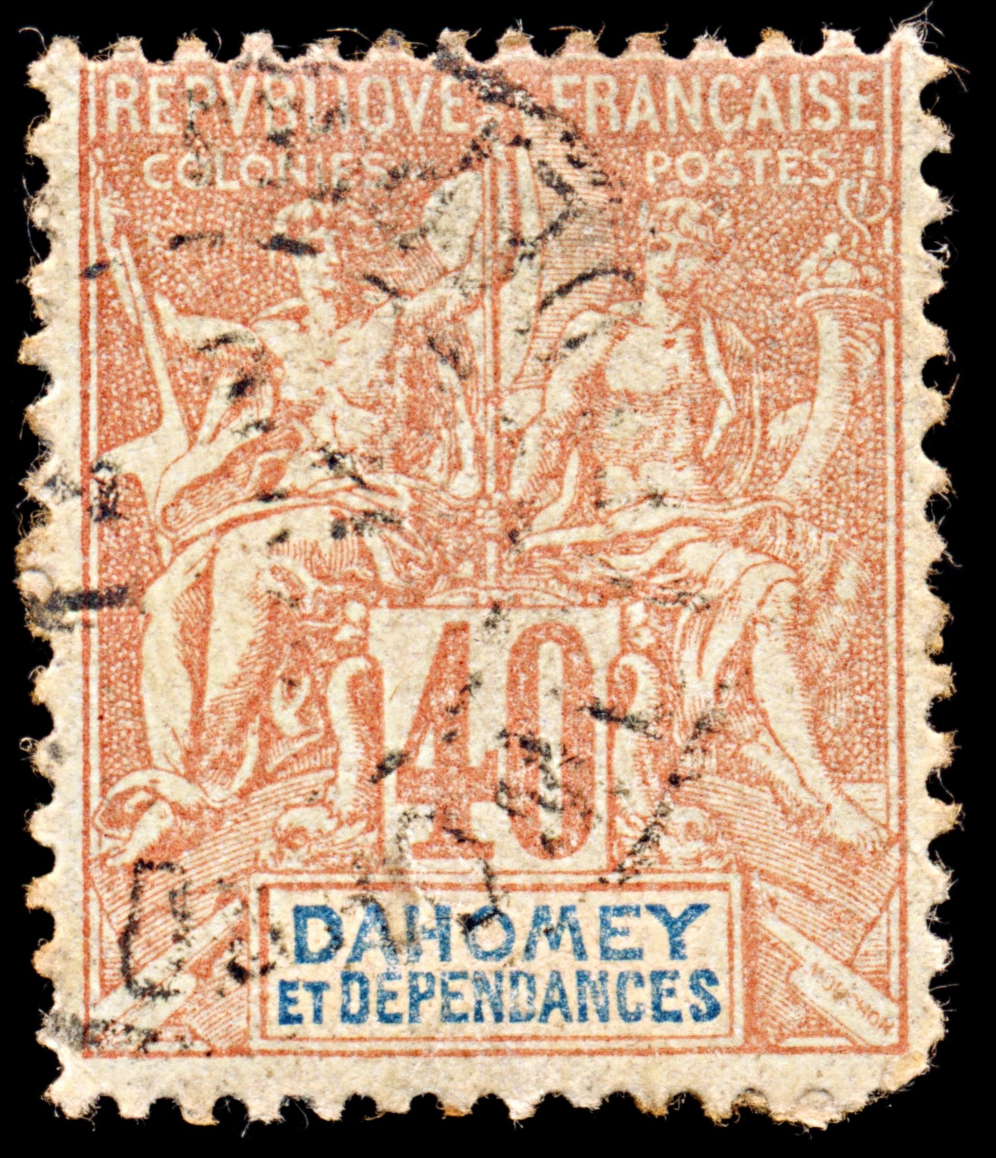 6583 Dahomey SG11 40C Dark Orange Red 1905. Sc#11 Mi12 Used. C£12