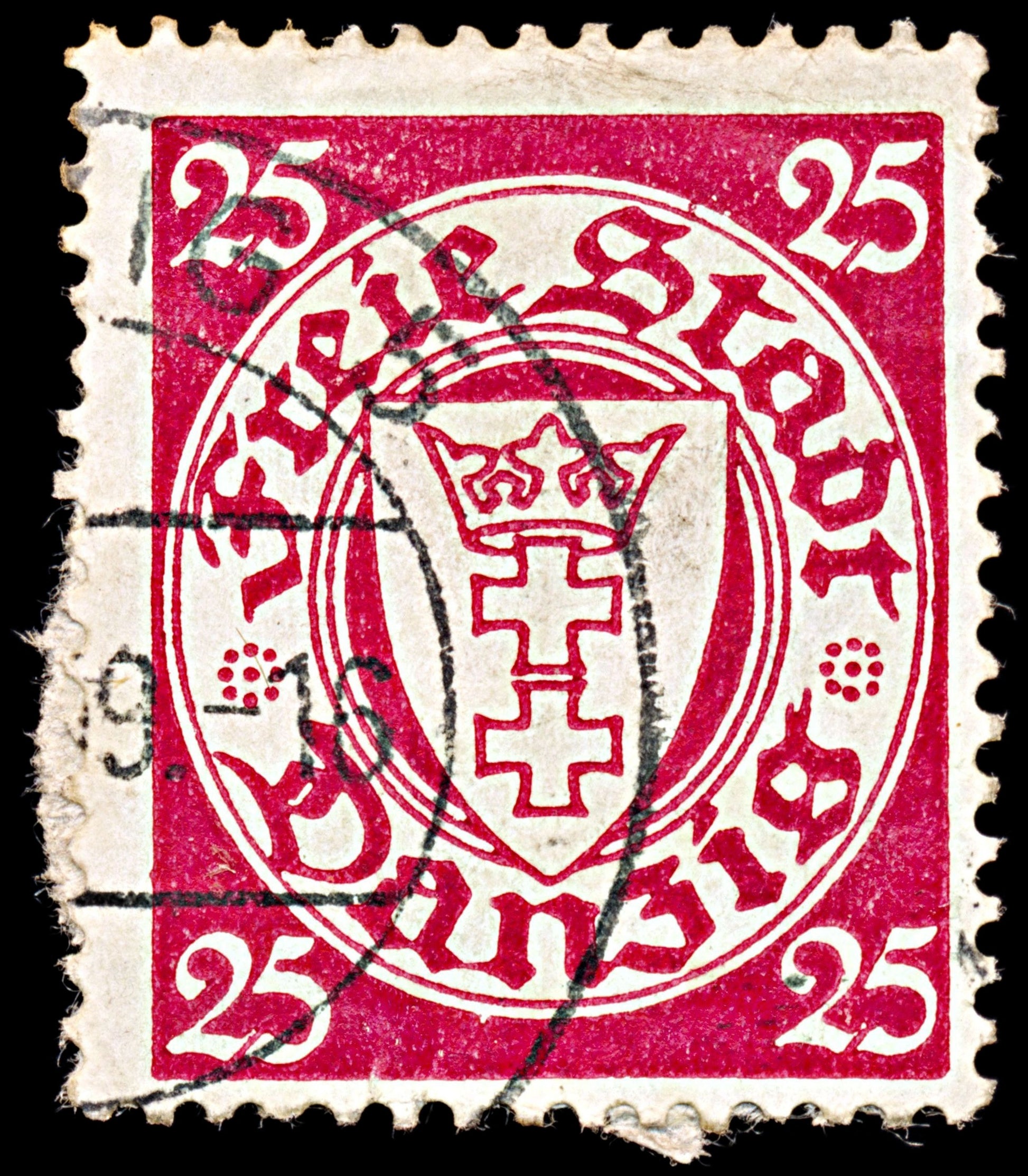 6588 Danzig SG272 25pf Carmine Red 1938. Sc#230 Mi294x Used. C£18