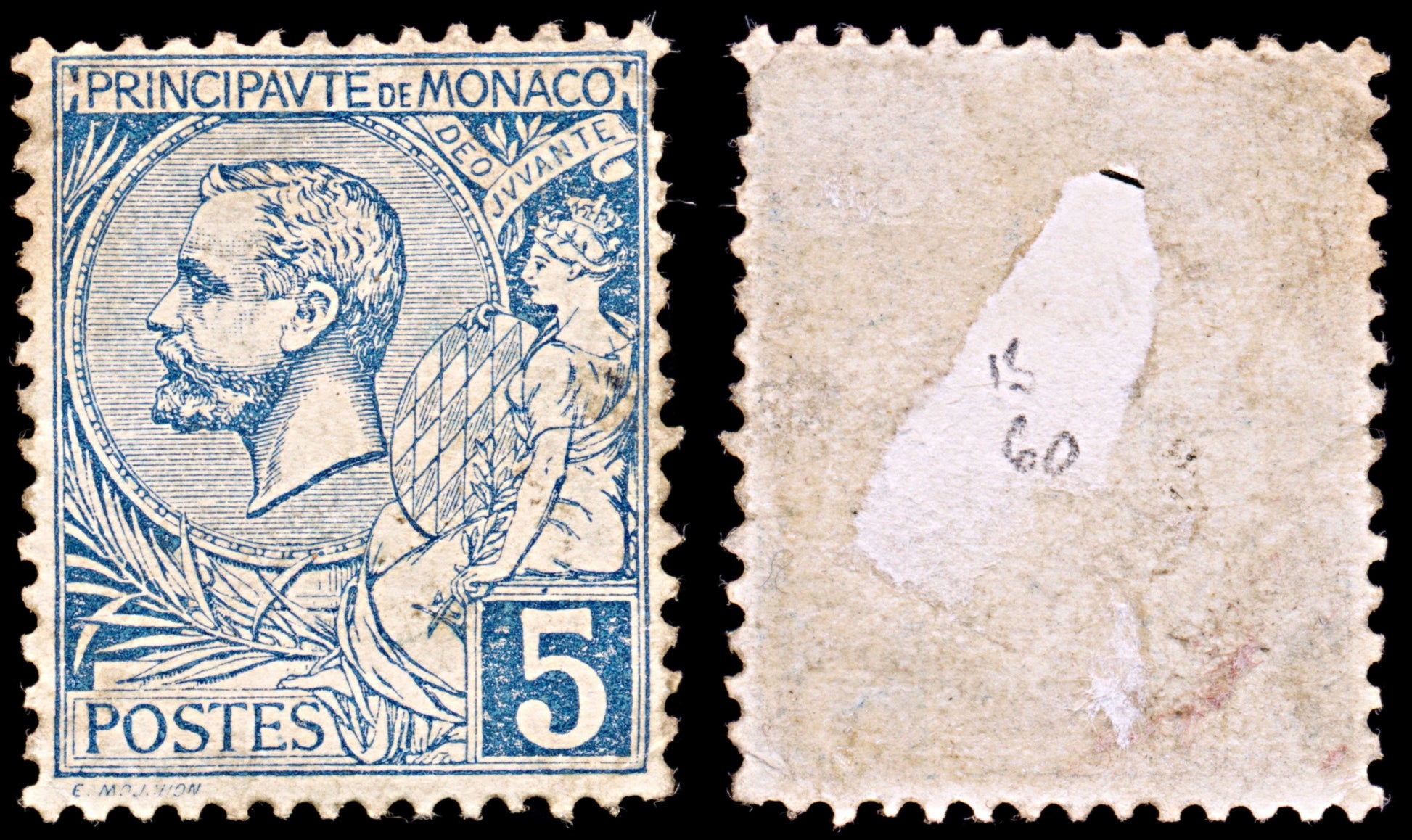 6590 Monaco SG13a 5C Blue 1891. Sc#13 Mi13 Mint MH. C£60