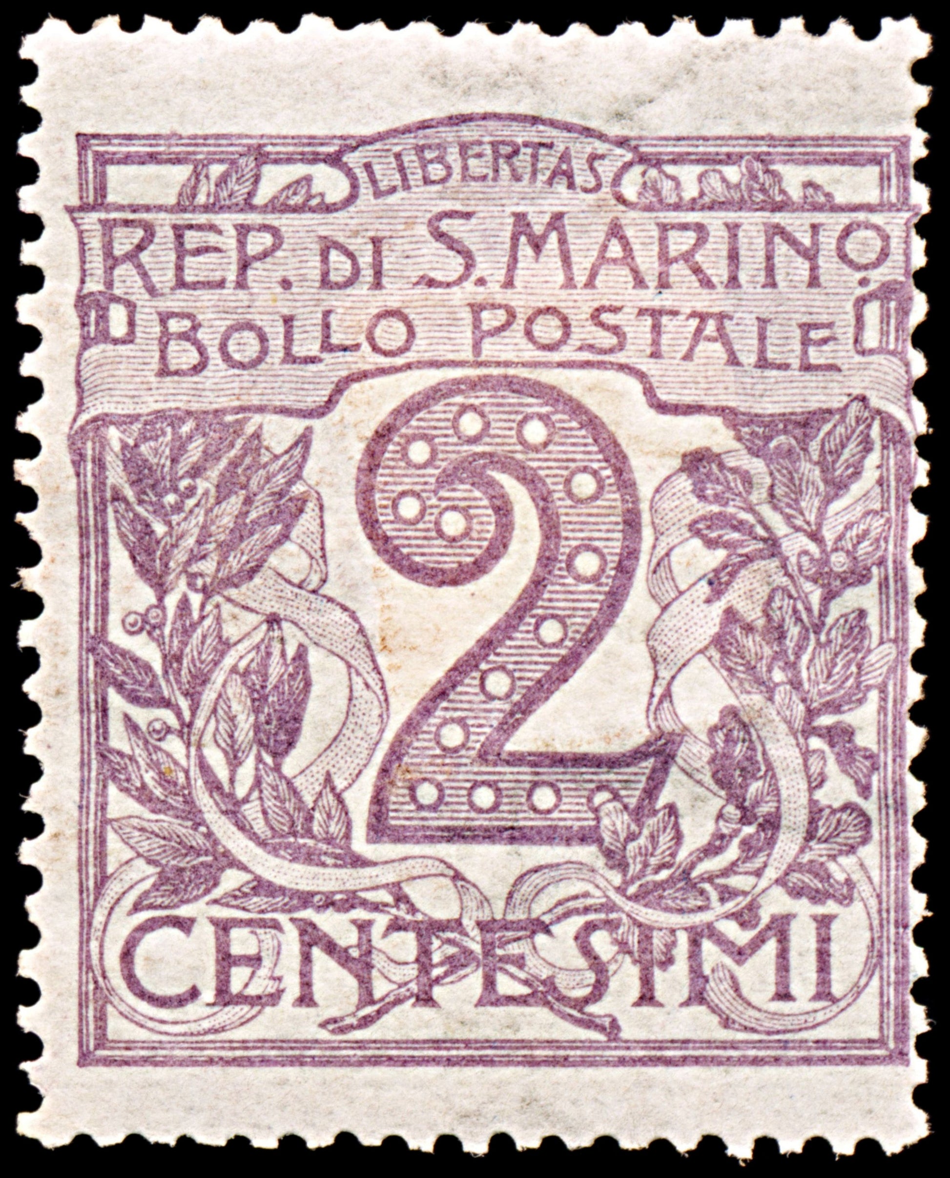 6598 San Marino SG40 2c Violet 1903. Sc#40 Mi34 Mint MH. C£15