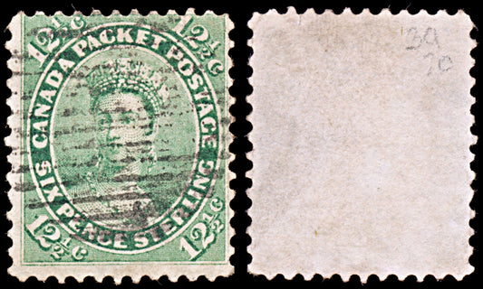 6608 Canada SG39 12½C Yellow Green 1859. Sc#18 Mi[michelqc] Used. C£70