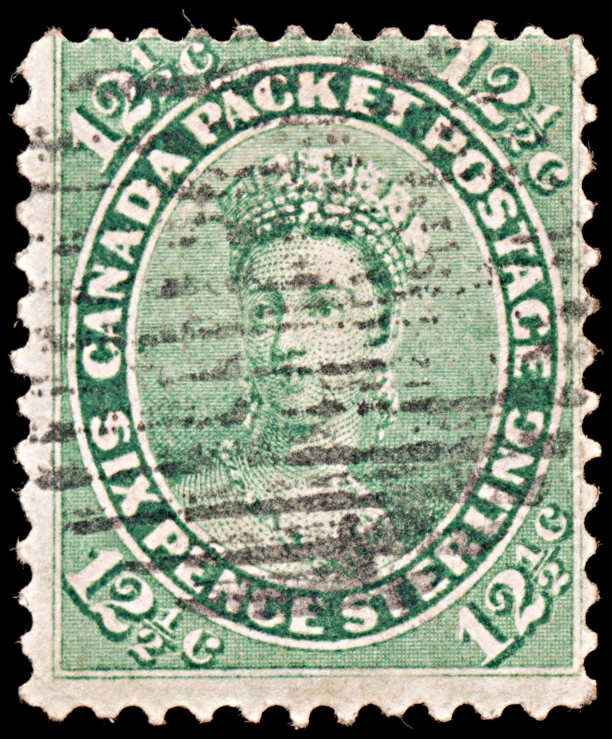 6608 Canada SG39 12½C Yellow Green 1859. Sc#18 Mi[michelqc] Used. C£70