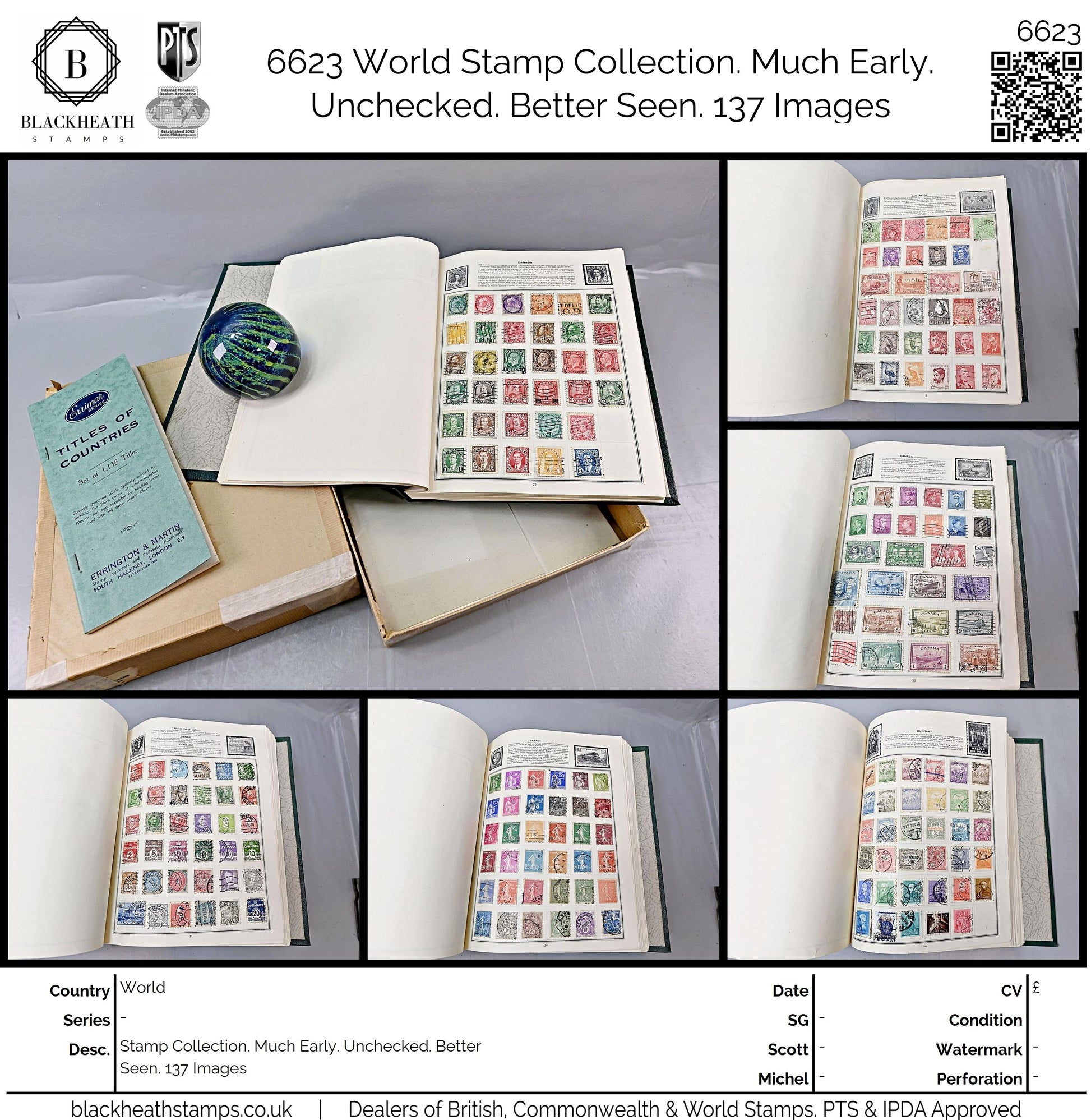 6623 World Stamp Collection. Much Early. Unchecked. Better Seen. 137 Images