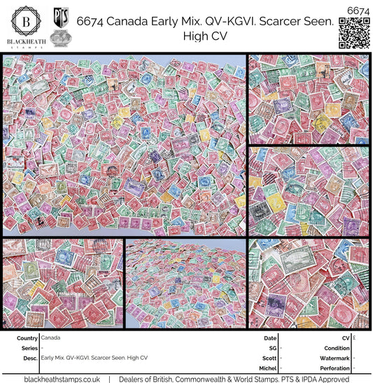 6674 Canada Early Mix. QV-KGVI. Scarcer Seen. High CV