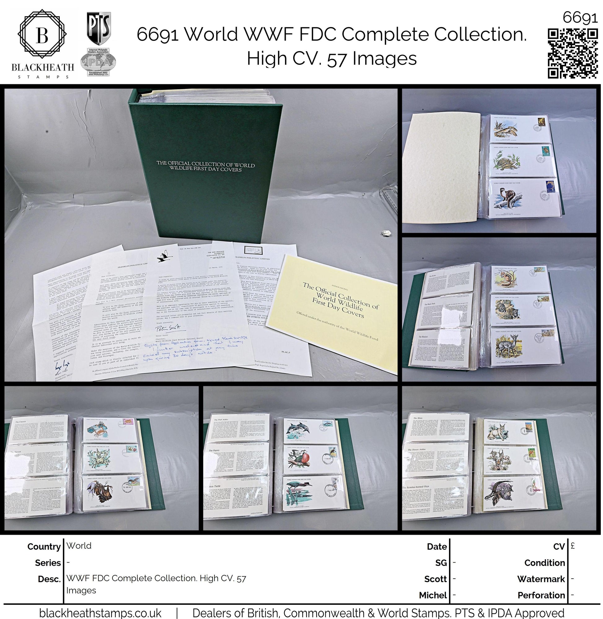 6691 World WWF FDC Complete Collection. High CV. 57 Images