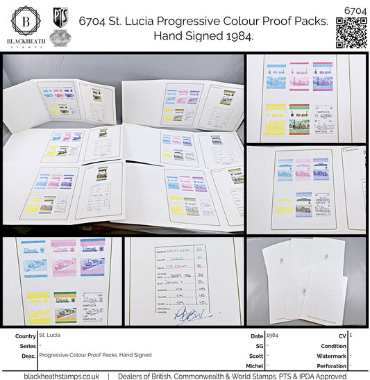 6704 St. Lucia Progressive Colour Proof Packs. Hand Signed 1984.