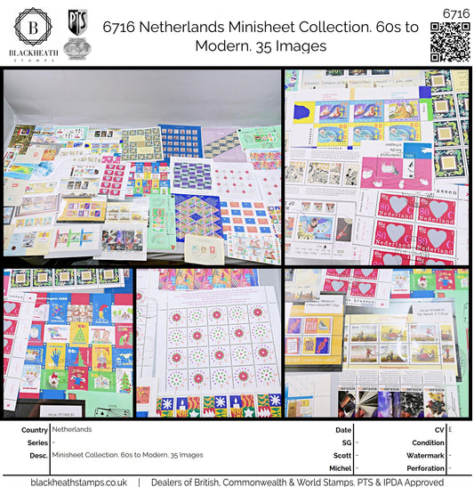 6716 Netherlands Minisheet Collection. 60s to Modern. 35 Images