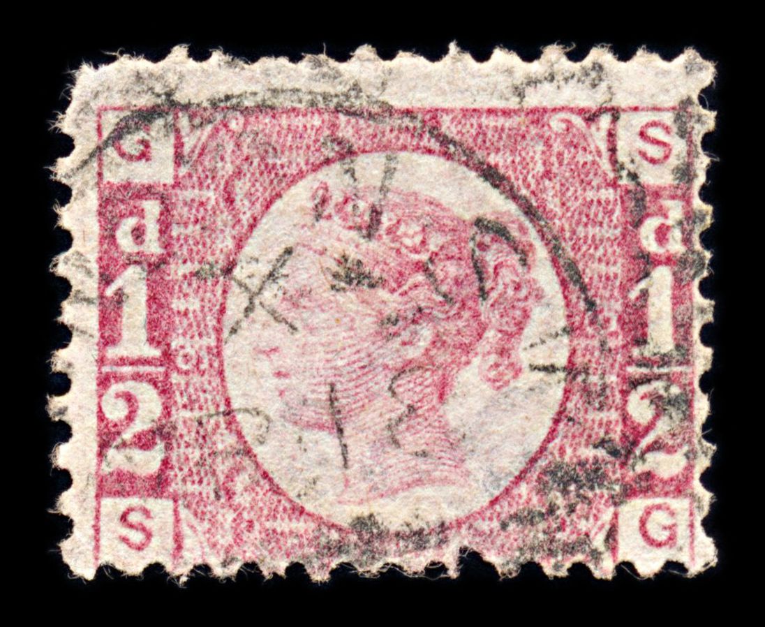 6727 GB SG49 ½D Rose. Plate 9 "SG" 1871. Sc#58 Mi 36 Used. C£700