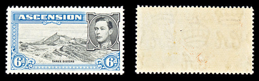 6729 Ascension SG43 6P Black & Grey Blue 1938. Sc#45 Mi 48A Mint MNH. C£43