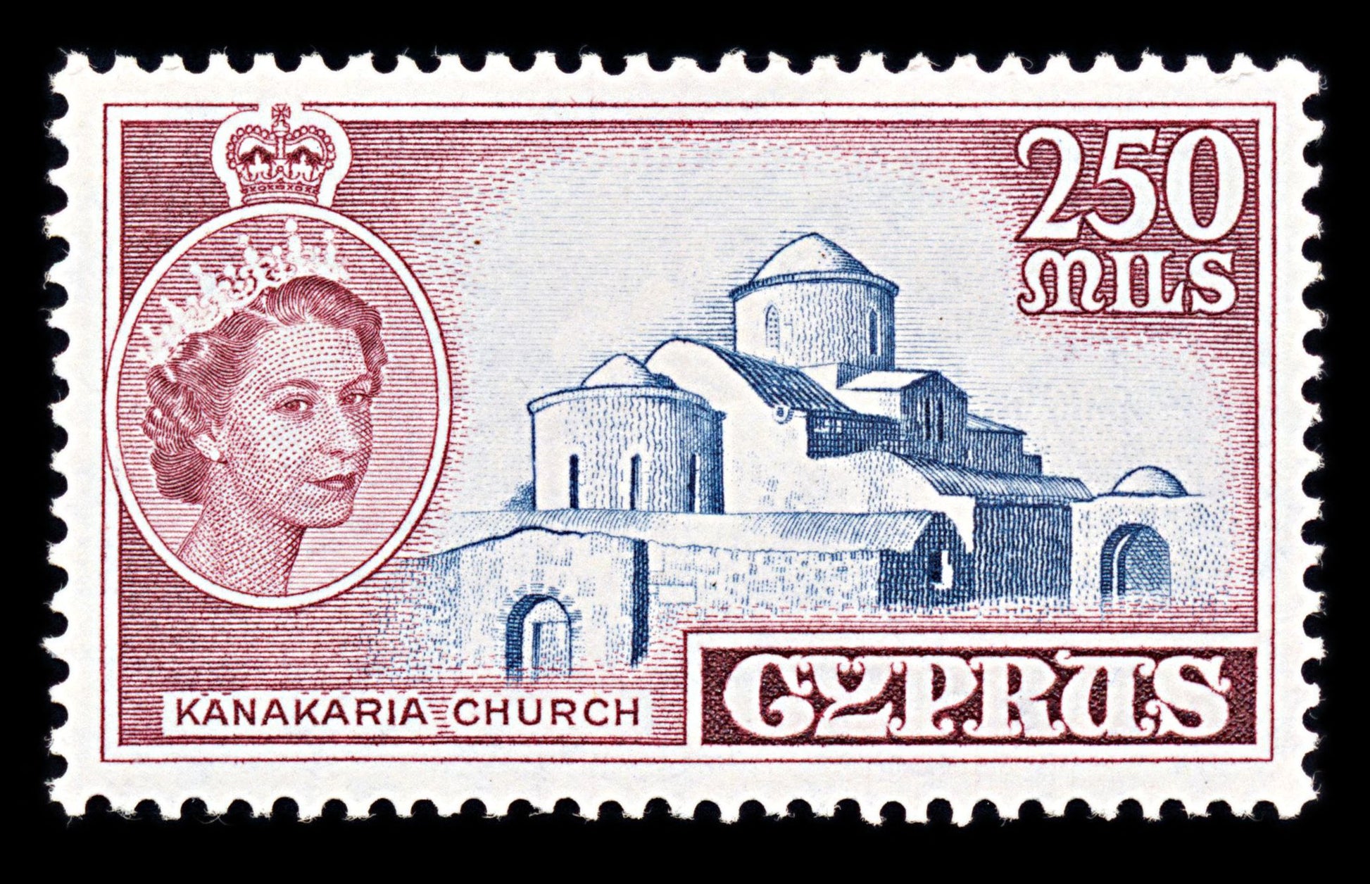 6731 Cyprus SG185 250M Brown & Dark Grey Blue 1955. Sc#180 Mi 176 Mint MVLH. C£17