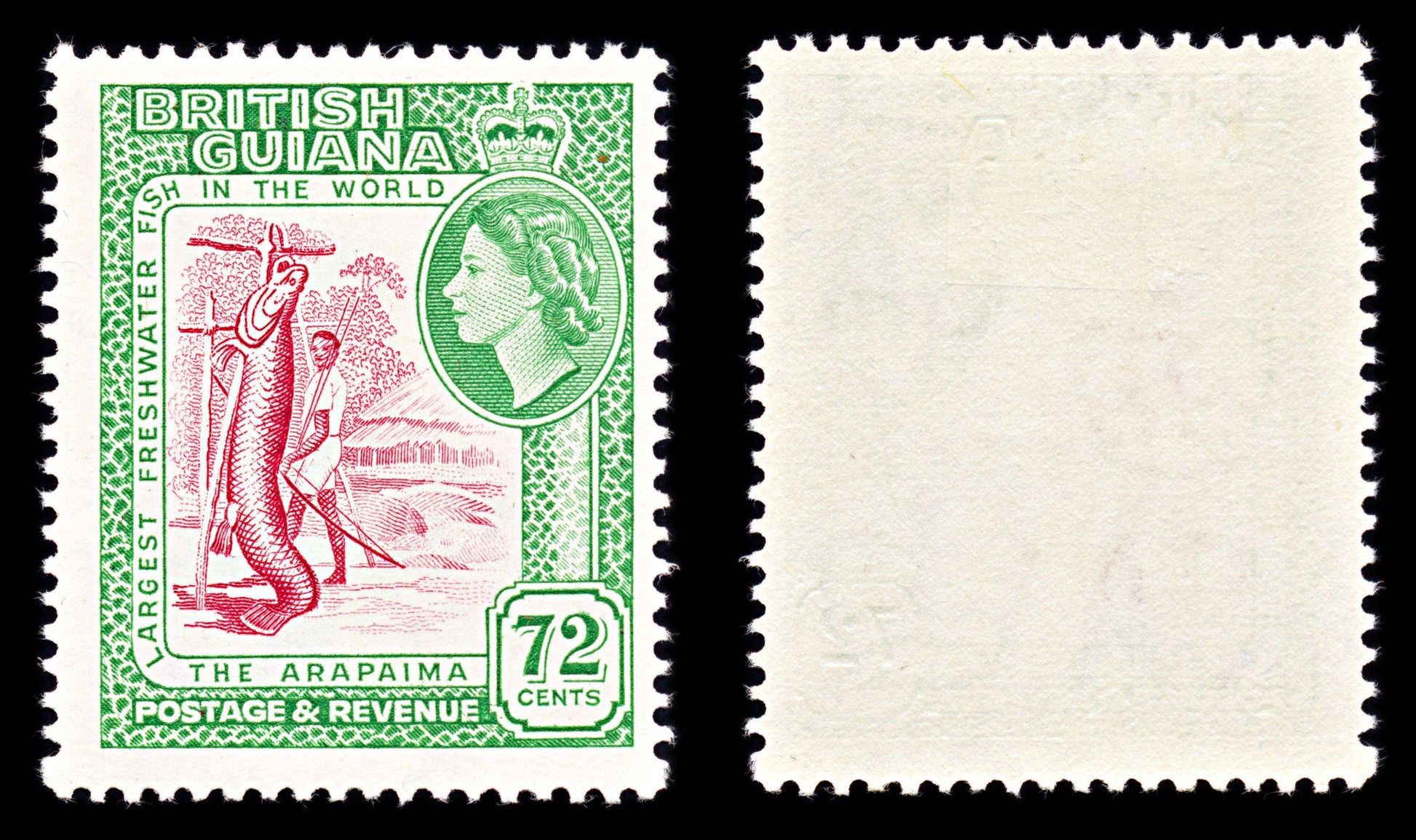 6735 British Guiana SG342 72C Emerald & Pink 1954. Sc#264 Mi 210 Mint MH. C£24