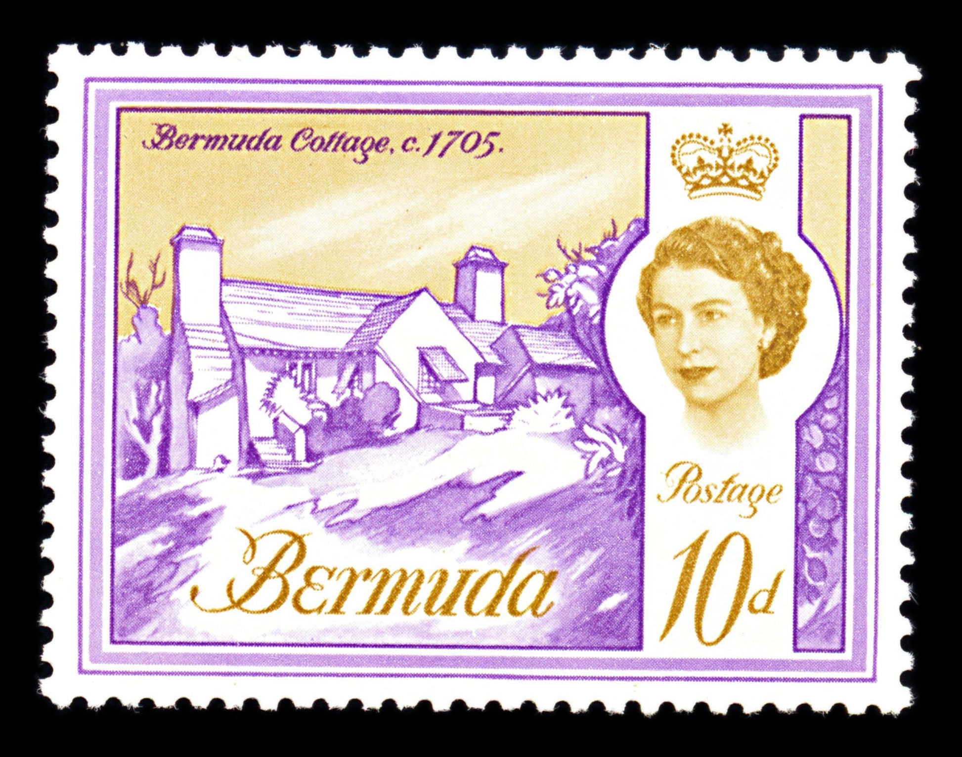 6736 Bermuda SG170a 10D Bistre & Violet 1965. Sc#182A Mi 170X Mint MH. C£15