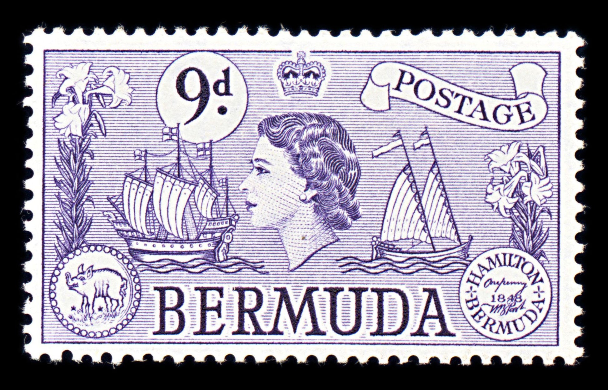 6737 Bermuda SG143b 9D Violet 1958. Sc#154 Mi 140 Mint MH. C£15