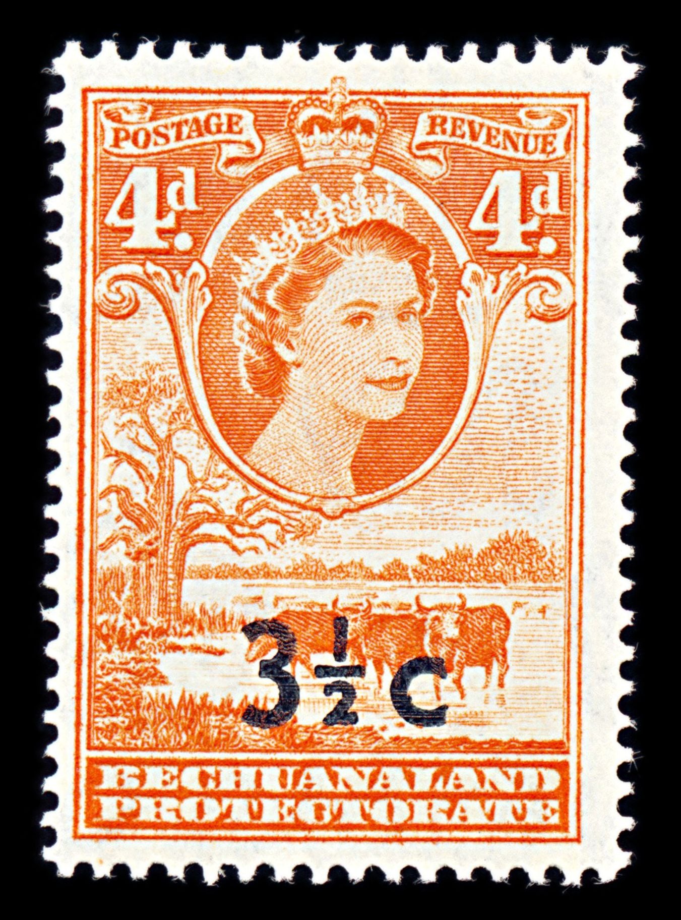 6738 Bechuanaland SG161b 3½C Red Orange 1961. Mi 148II Mint MVLH. C£18