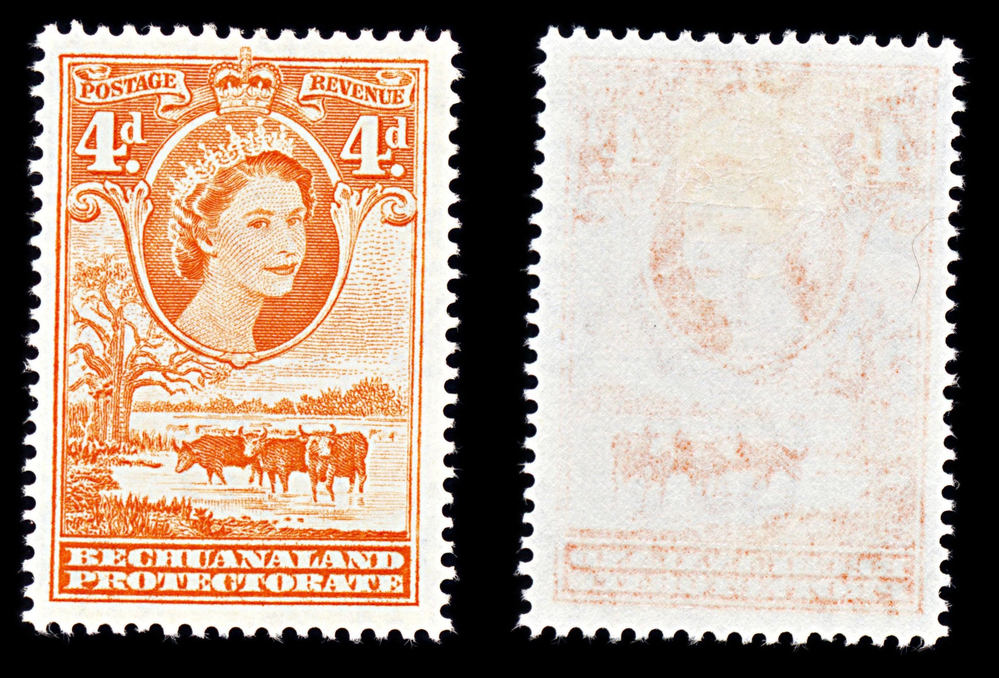 6743 Bechuanaland SG146b 4D Red Orange 1958. Sc#158 Mi 133 Mint MH. C£13