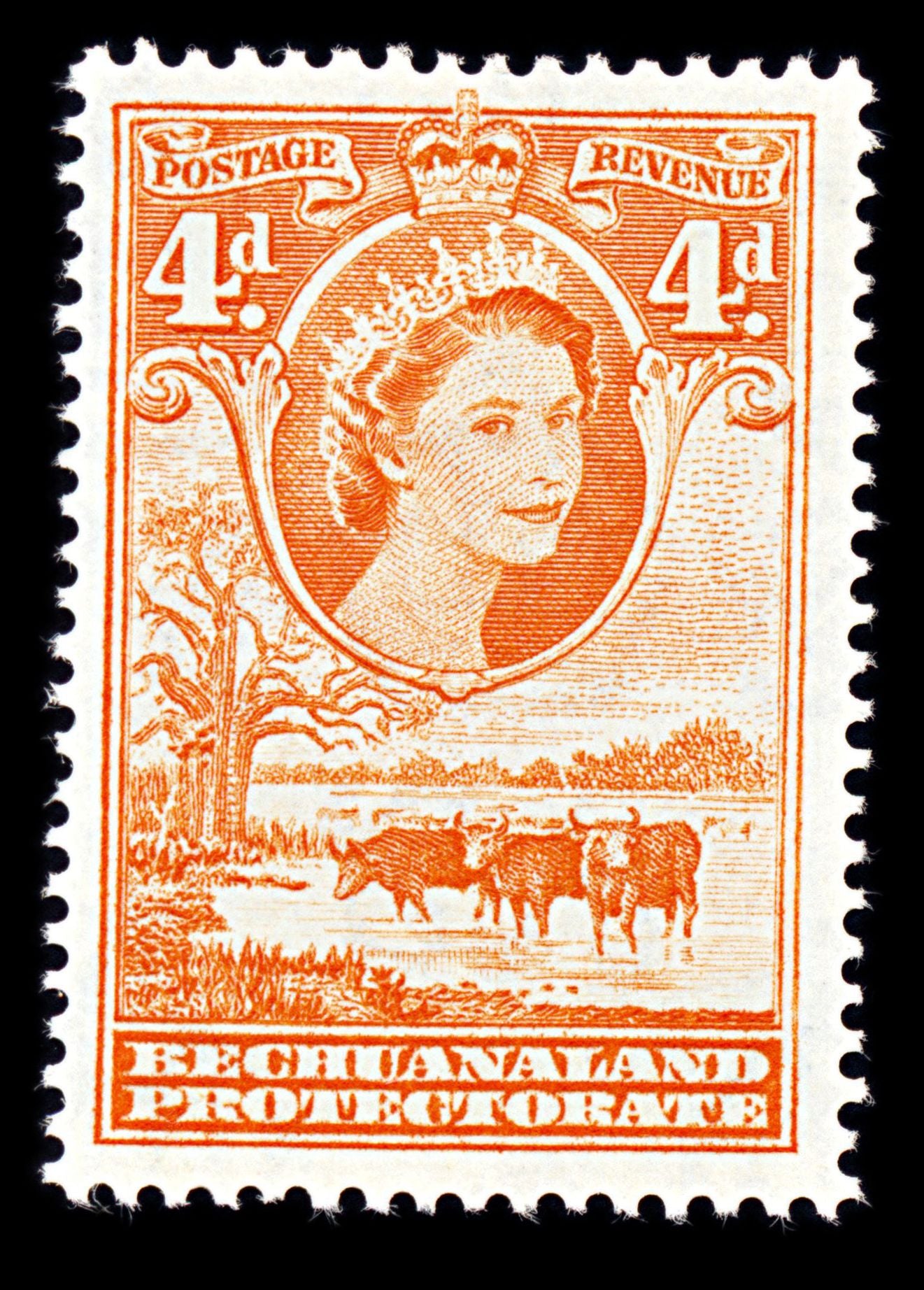 6743 Bechuanaland SG146b 4D Red Orange 1958. Sc#158 Mi 133 Mint MH. C£13