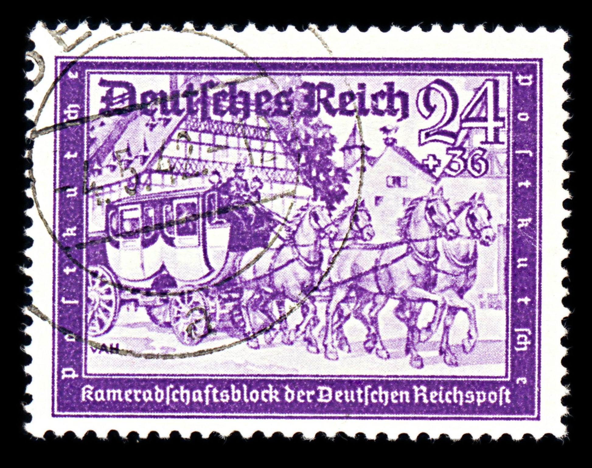 6757 Germany SG766 24+36 Black Purple Violet 1941. Sc#B158A Mi 778 Used. C£18