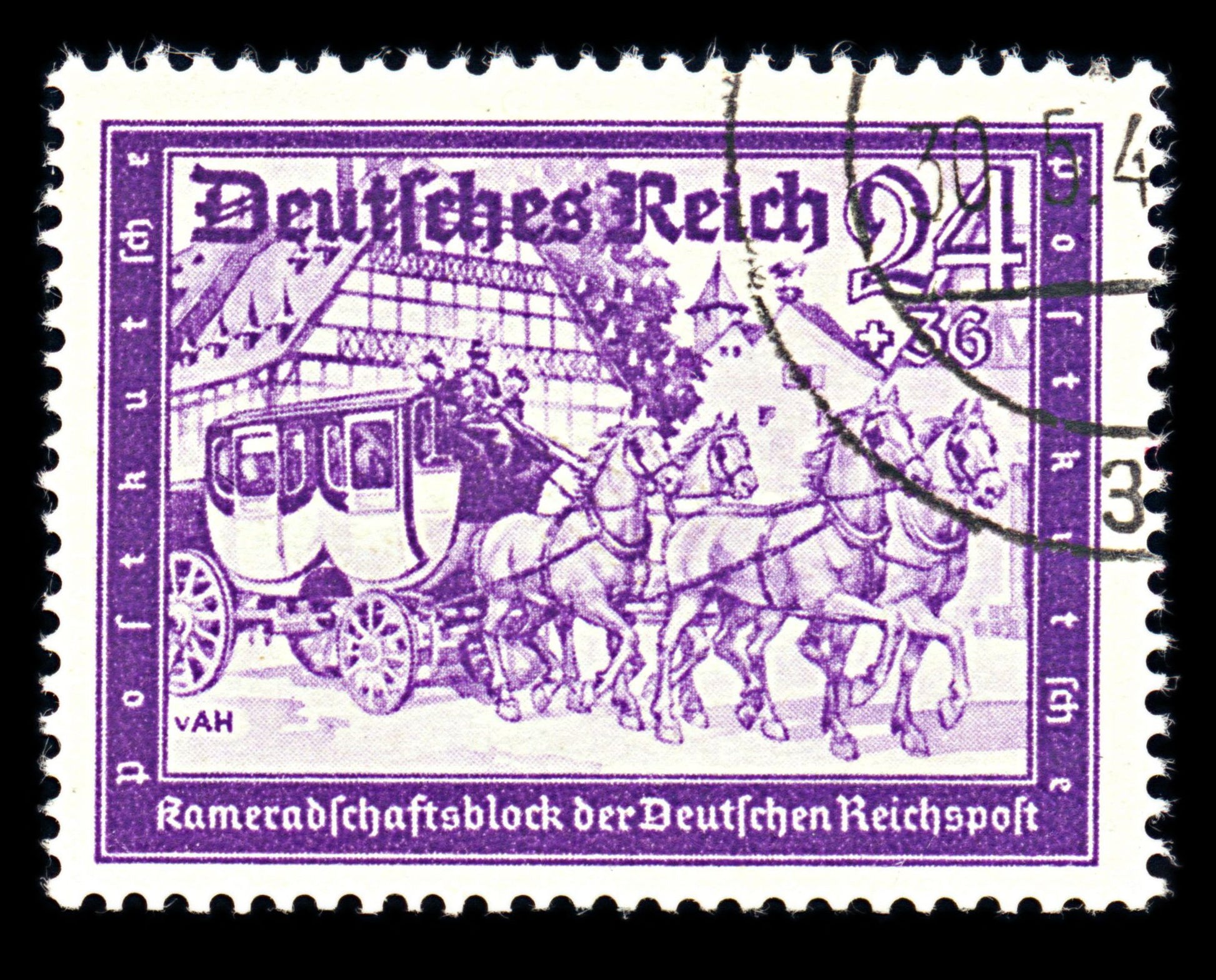 6759 Germany SG766 24+36 Black Purple Violet 1941. Sc#B158A Mi 778 Used. C£18