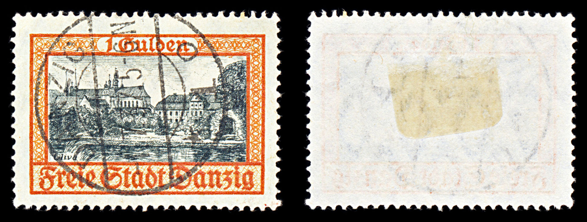 6770 Danzig SG205a 1g Black & Dark Yellowish Red 1932. Mi 212b Used. C£19