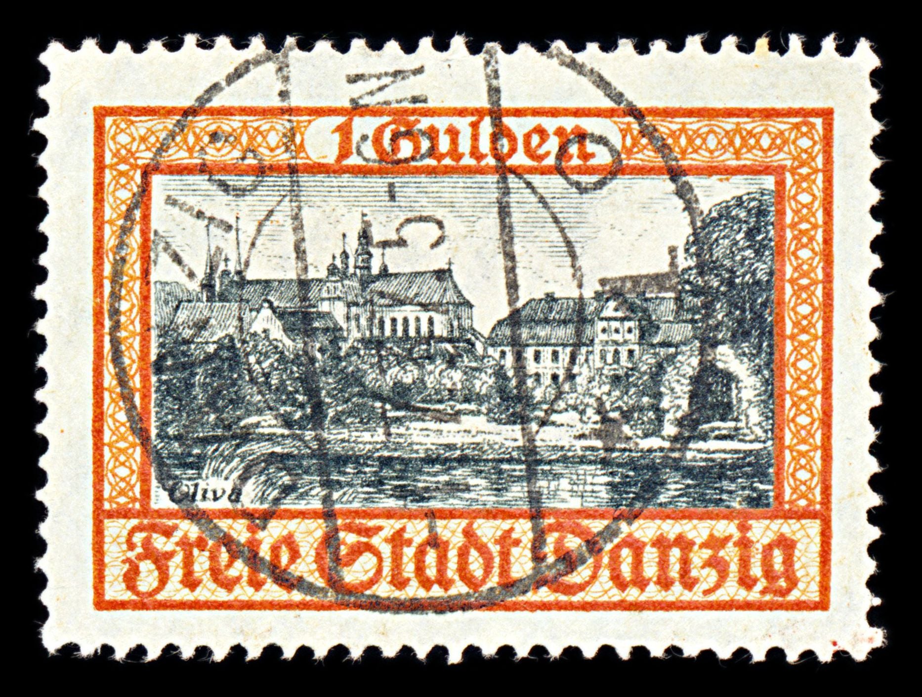 6770 Danzig SG205a 1g Black & Dark Yellowish Red 1932. Mi 212b Used. C£19