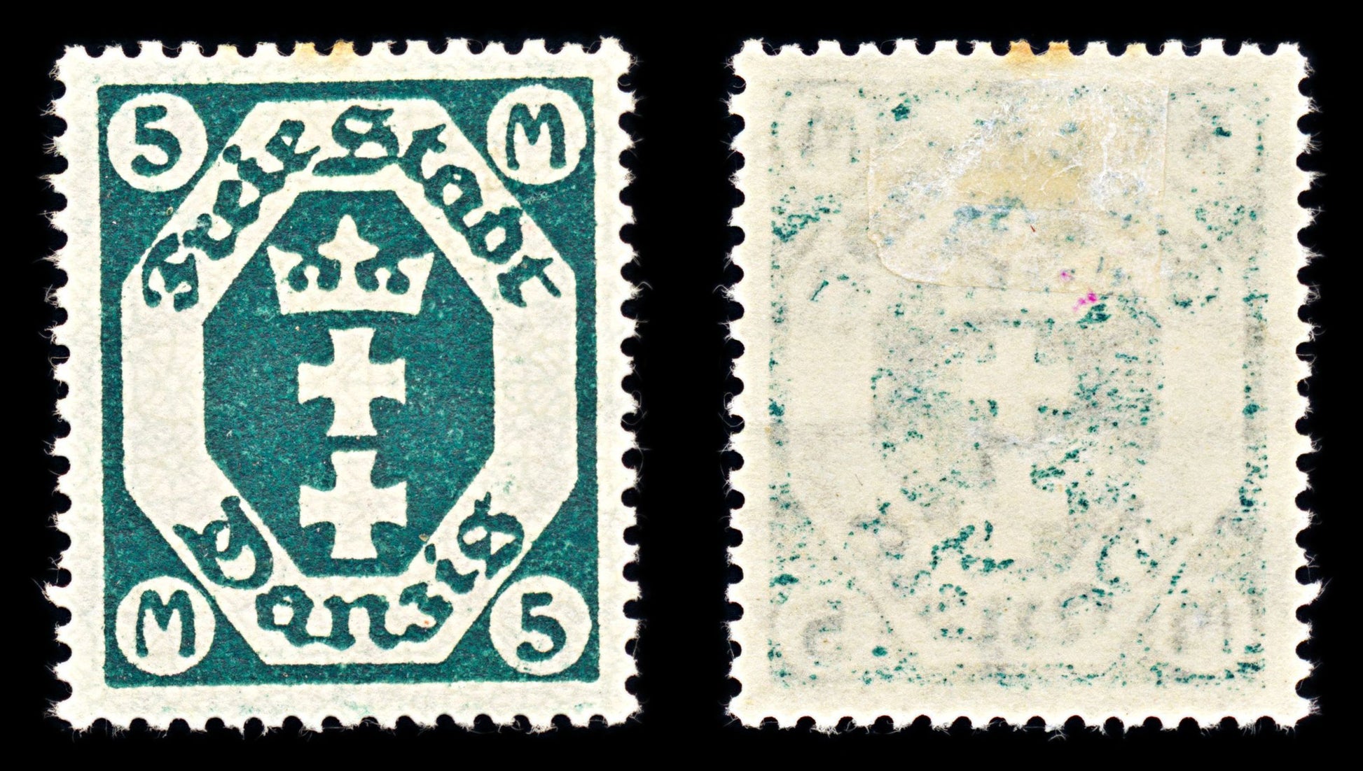 6777 Danzig SG86a 5 Opal Green 1922. Mi 108Y Mint MH. C£38